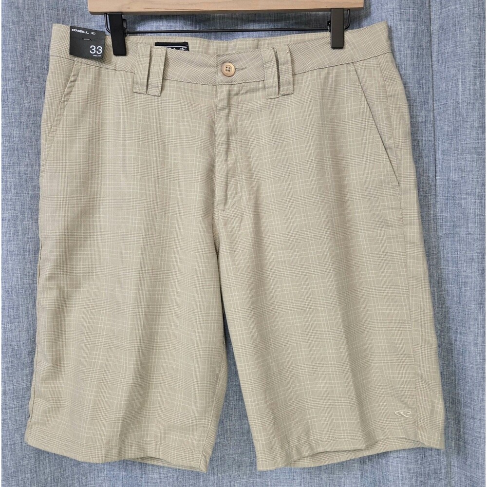 O'Neill Delta Shorts Tan Plaid Walking Men's 33x10 NWT Chino